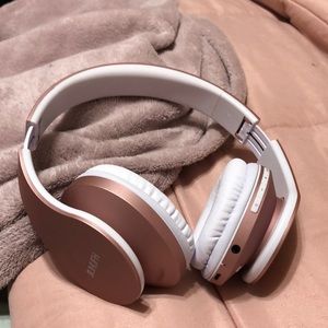 Wireless bluetooth rose gold headphones